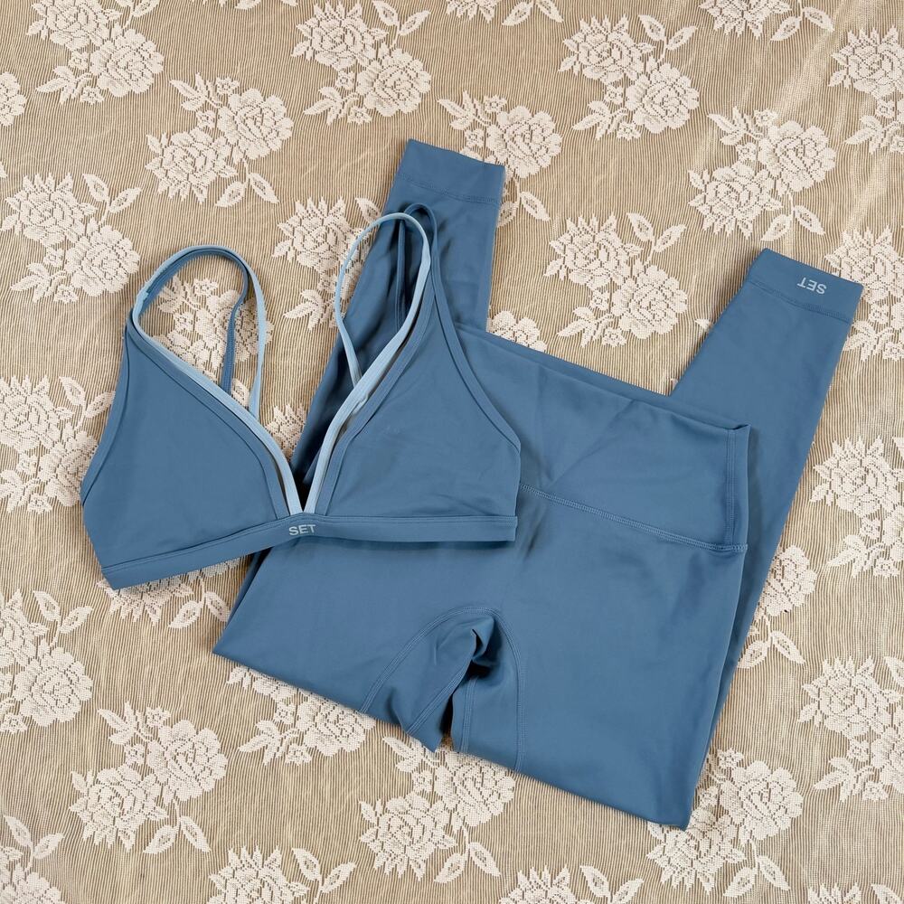 SET Active Luxform Blue Leggings + Sports Bra Set Size L
